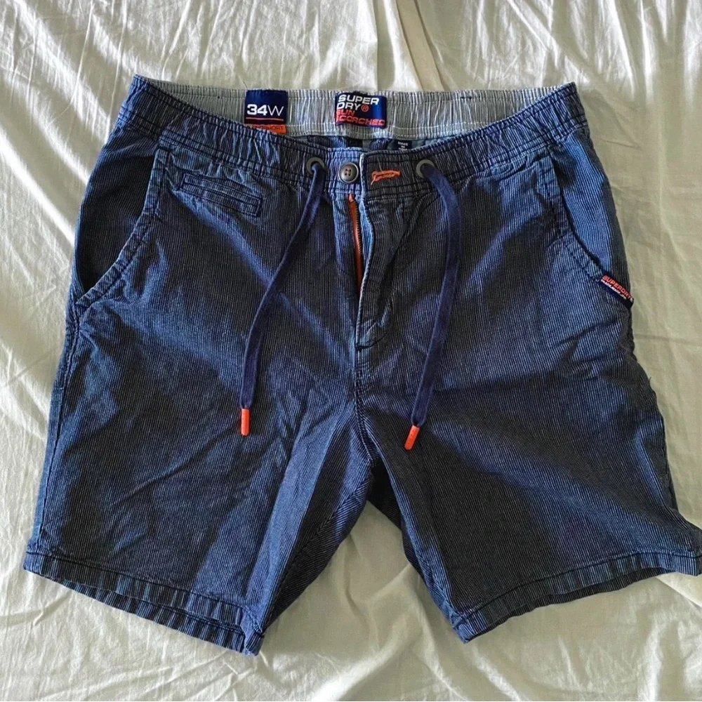Superdry Sunscorched blue striped shorts streetwear japanese - Picture 1 of 2